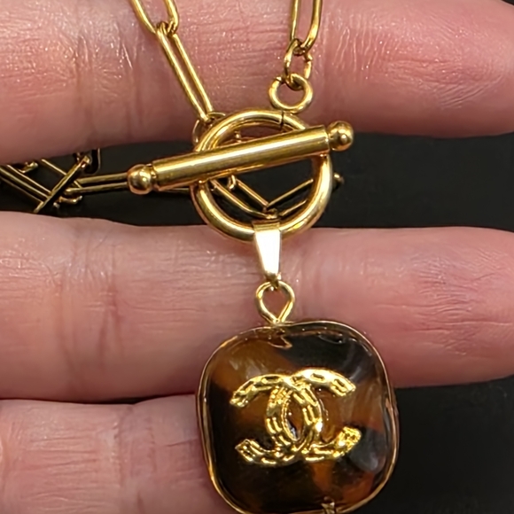 Chanel Gold and Brown Pendant Necklace - Picture 3 of 5